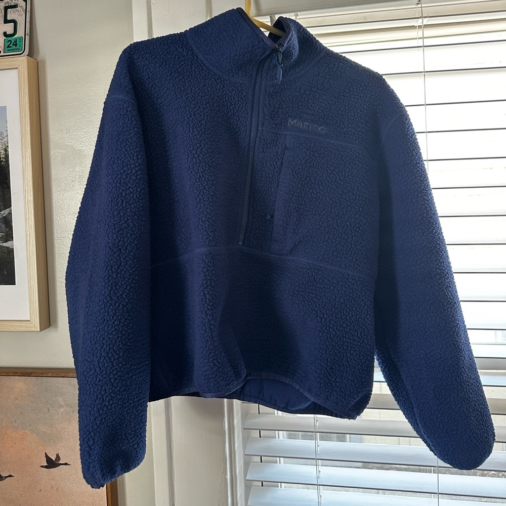 Marmot Quarter Zip Fleece Blue Medium